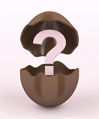 Image showing Broken chocolate egg and question mark