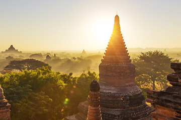 Image showing Bagan temple during golden hour 