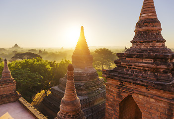 Image showing Bagan temple during golden hour 