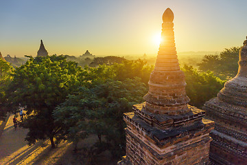 Image showing Bagan temple during golden hour 