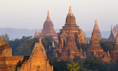 Image showing Bagan temple during golden hour 