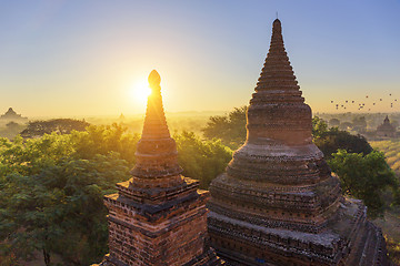 Image showing Bagan temple during golden hour 