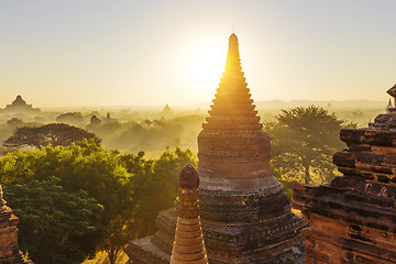 Image showing Bagan temple during golden hour 