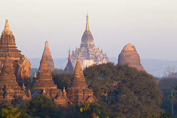 Image showing Bagan temple during golden hour 