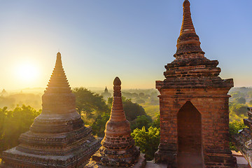 Image showing Bagan temple during golden hour 