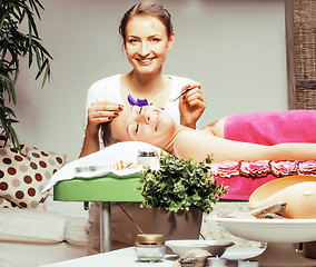 Image showing stock photo attractive lady getting spa treatment in salon, heal