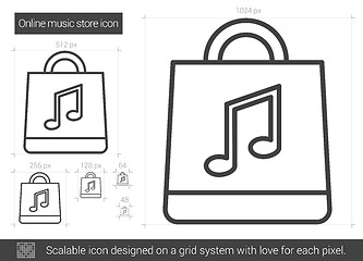 Image showing Online music store line icon.