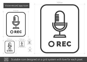 Image showing Voice record app line icon.