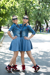 Image showing twin sister with sunglasses