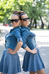 Image showing twin sister with sunglasses