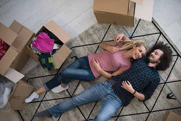 Image showing Top view of attractive young couple