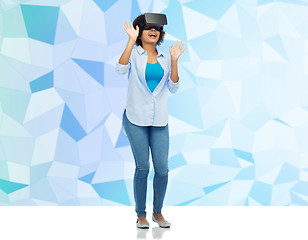 Image showing woman in virtual reality headset or 3d glasses