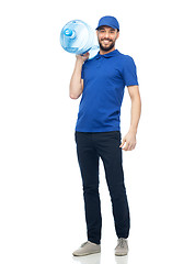 Image showing happy delivery man with bottle of water