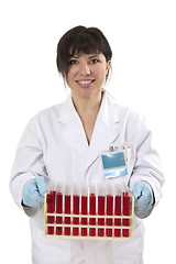 Image showing Scientist with test tube samples