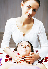 Image showing stock photo attractive lady getting spa treatment in salon, heal