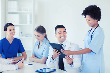 Image showing group of happy doctors meeting at hospital office