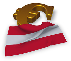 Image showing euro symbol and austrian flag - 3d illustration