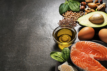 Image showing Healthy food with salmon fish