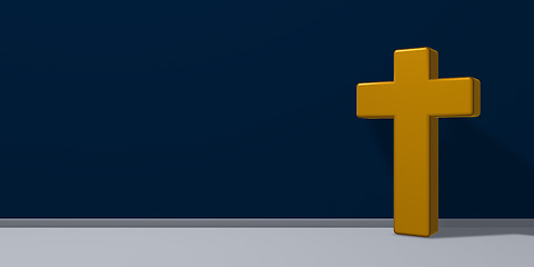 Image showing christian cross in front of blue wound - 3d rendering