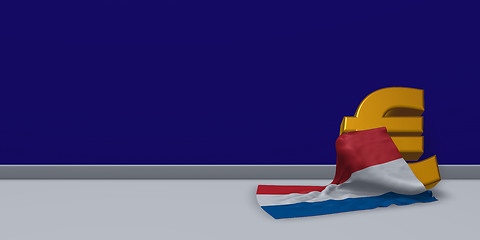 Image showing euro symbol and flag and flag of the netherlands - 3d illustration