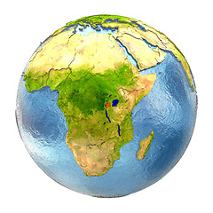 Image showing Rwanda in red on full Earth