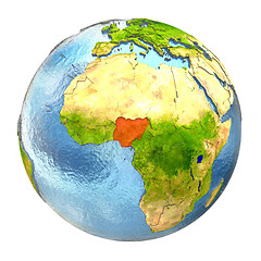 Image showing Nigeria in red on full Earth