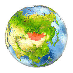 Image showing Mongolia in red on full Earth