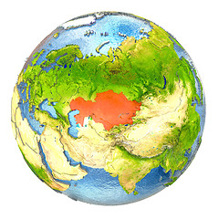Image showing Kazakhstan in red on full Earth