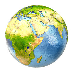 Image showing Djibouti in red on full Earth