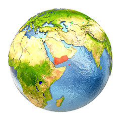 Image showing Yemen in red on full Earth