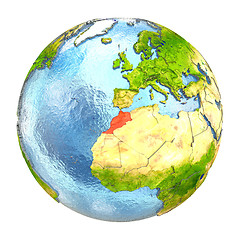 Image showing Morocco in red on full Earth