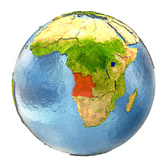 Image showing Angola in red on full Earth