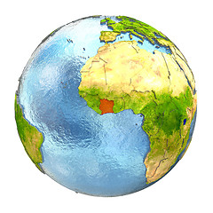 Image showing Ivory Coast in red on full Earth