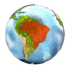 Image showing Brazil in red on full Earth