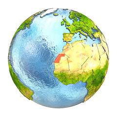 Image showing Western Sahara in red on full Earth