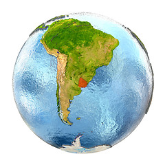 Image showing Uruguay in red on full Earth