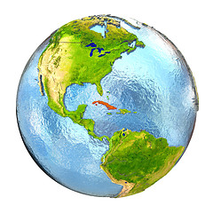 Image showing Cuba in red on full Earth