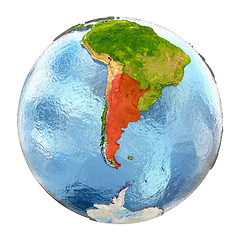 Image showing Argentina in red on full Earth