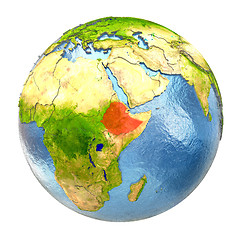 Image showing Ethiopia in red on full Earth