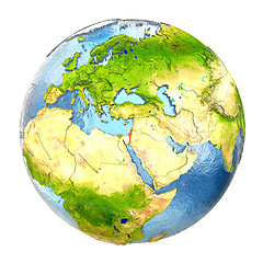 Image showing Israel in red on full Earth