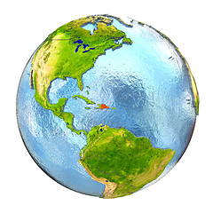 Image showing Dominican Republic in red on full Earth