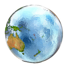 Image showing Vanuatu in red on full Earth