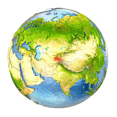 Image showing Tajikistan in red on full Earth