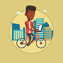 Image showing Man riding bicycle in the city vector illustration