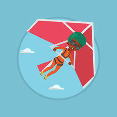 Image showing Woman flying on hang-glider vector illustration.