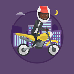 Image showing Man riding motorcycle at night vector illustration