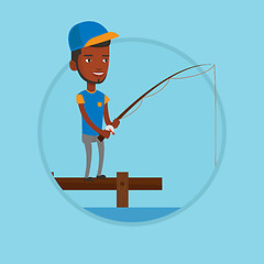 Image showing Man fishing on jetty vector illustration.