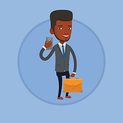 Image showing Businessman making selfie vector illustration.