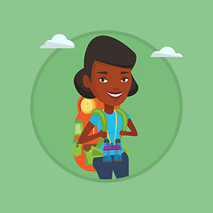 Image showing Cheerful traveler with backpack.