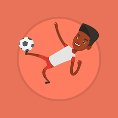 Image showing Soccer player kicking ball vector illustration.